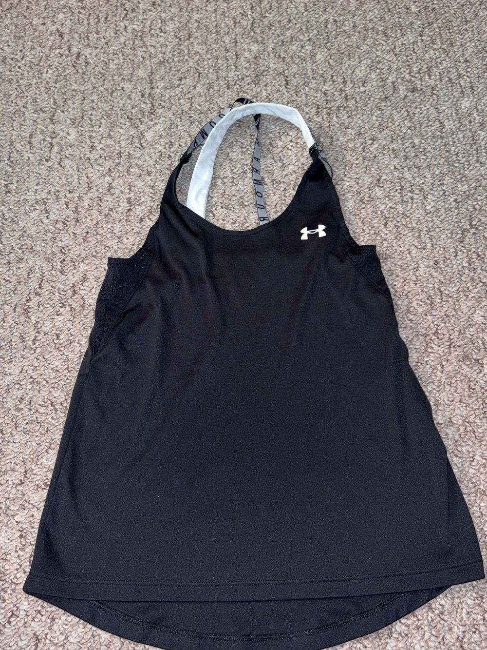 Under Armour Black Women's Strappy Performance Tank with White Logo